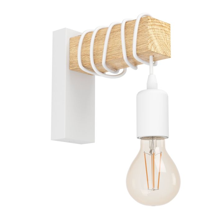 TOWNSHEND Wall Light, white, diagonal view with lightbulb